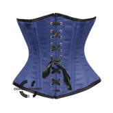 Royal Blue Satin Double Bone Front Lace Gothic Waist Training Underbust Corset Bustier Top